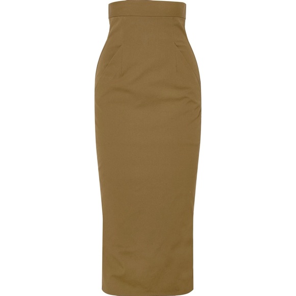 NWT RICK OWENS Army Green Midi Skirt - Picture 2 of 10